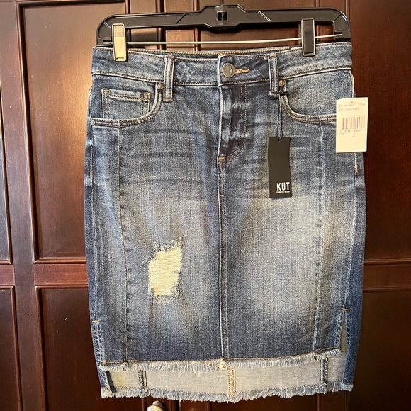 Kut From The Cloth Connie High Low Hem Denim Skirt - Color Blue Size 2 - Picture 9 of 11